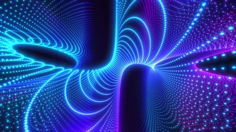 Colorful high-tech background with glowing particles, swirling surface of dot Stock Footage 307502039