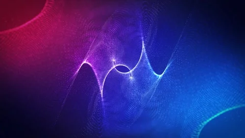 Colorful high-tech background with luminous particles, a swirling surface Stock Footage 305169714