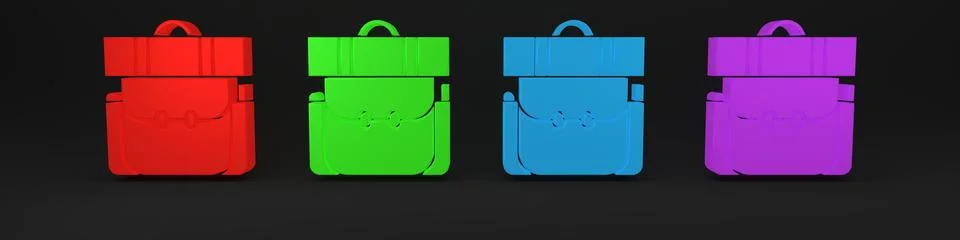 Colorful Hiking backpack icon isolated on black background. Camping and mou.. イラスト素材