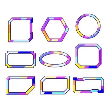 Colorful holographic frames and borders set Stockillustratie