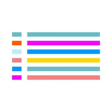 Colorful horizontal bar on white background. Bar chart icon. Flat chart Stock Illustration