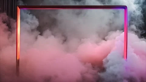 Colorful horizontal, rectangular shape with slowly moving dry ice smoke aro.. Stock Footage 273954668
