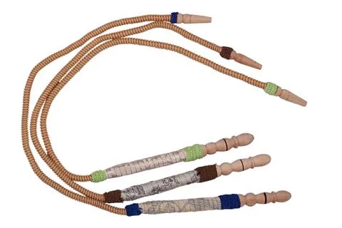 Colorful hoses with drafts for hookah Stock Photos