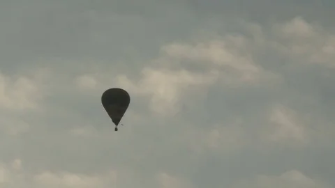 Colorful hot air balloon in dull sky aerial view Video stock 74107953