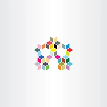 Colorful house with cubes vector design element Stock Illustration