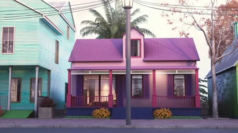 Colorful house loop animation Stock Footage 234389549