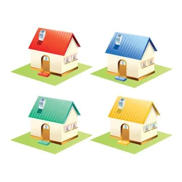 Colorful houses set isolated . Vector Illustration. Stock Illustration