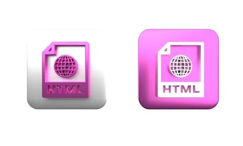 Colorful HTML file document. Download html button icon isolated on white ba.. Stock Illustration