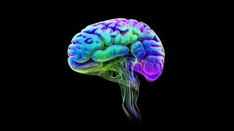 Colorful Human Brain Activity On Black Background Stock Footage 278808272