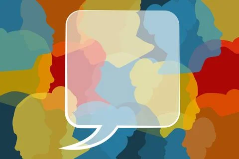 Colorful human faces with message speech bubble Stock Illustration