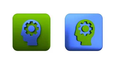 Colorful Human head with gear inside icon isolated on white background. Art.. Stock Illustration