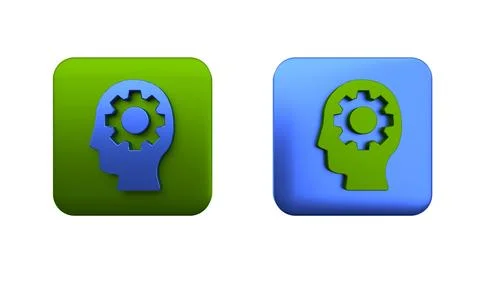 Colorful Human head with gear inside icon isolated on white background. Art.. Stock Illustration