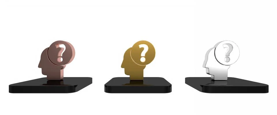 Colorful Human head with question mark icon isolated on white background. M.. Stock Illustration