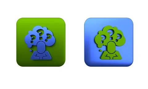Colorful Human head with question mark icon isolated on white background. S.. Stock Illustration