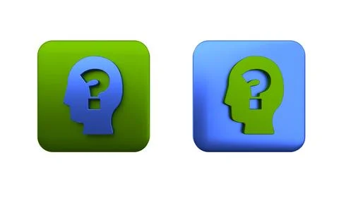 Colorful Human head with question mark icon isolated on white background. S.. Stock Illustration