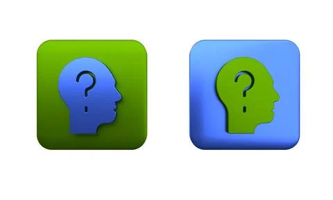 Colorful Human head with question mark icon isolated on white background. S.. Illustrazione stock