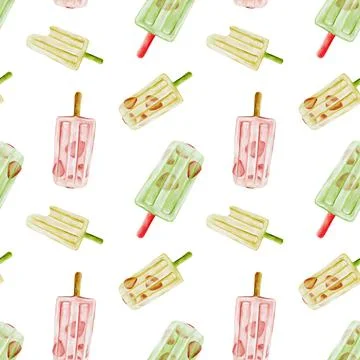 Colorful ice cream popsicles create a cheerful and refreshing pattern for t.. Stock Illustration