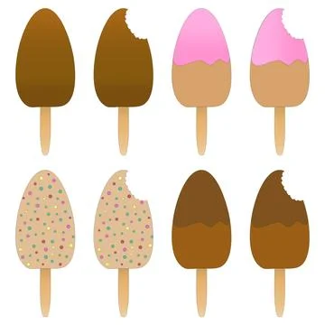 Colorful Ice Cream Popsicles Vector Set Stock Illustration