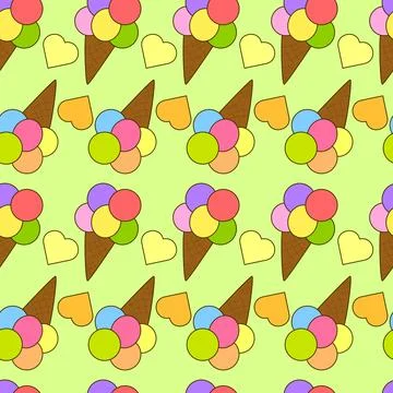 Colorful Ice Cream Seamless Pattern Stock Illustration