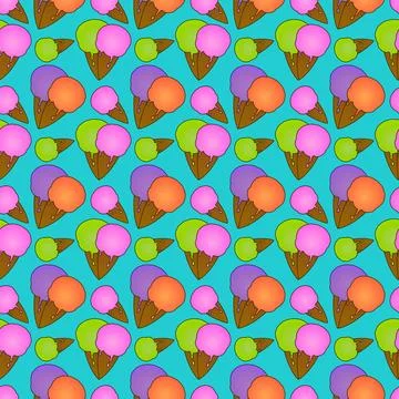 Colorful Ice Cream Seamless Pattern Illustrazione stock