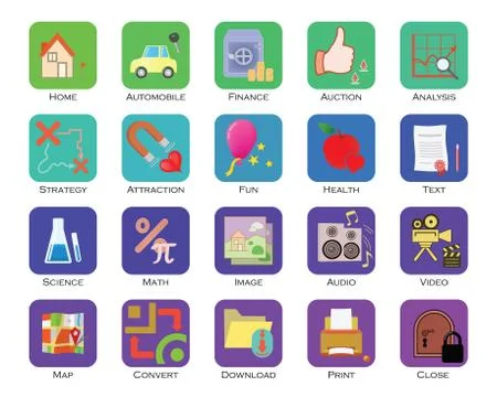 Colorful icon set Stock Illustration