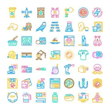Colorful icon set representing diverse concept collection 스톡 일러스트