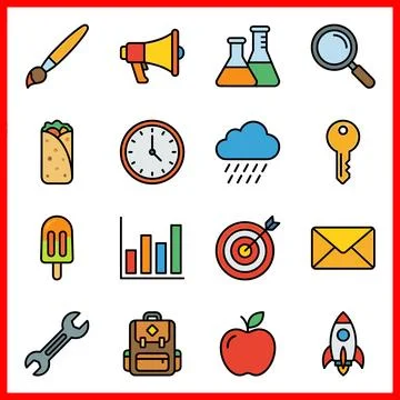 Colorful Icon Set for Web and Mobile Applications. Stock Illustration