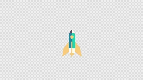 Colorful Icons of spaceship, rocket transparent background with Alpha Channel Stock Footage