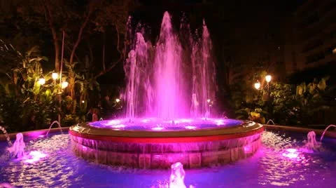 Colorful illuminated fountain Stock Footage 22335853