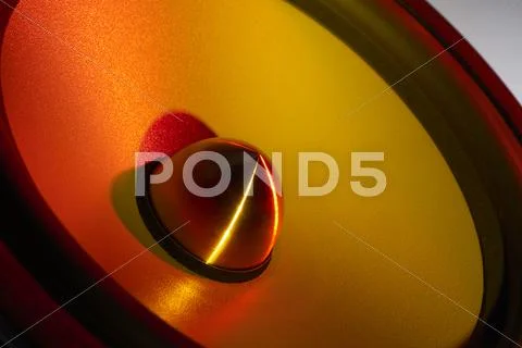 Colorful illuminated loudspeaker detail Stock Photos