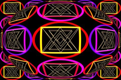 Colorful illusions design with different shapes fine art background Stock Illustration