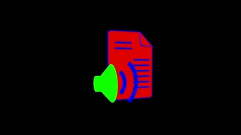 Colorful Illustration of Document with Speaker Icon for Audio Files Stock Footage 341921644