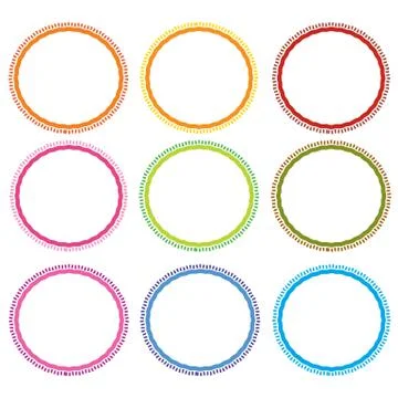Colorful Illustration Set of Circle Frames On White Background Stock Illustration