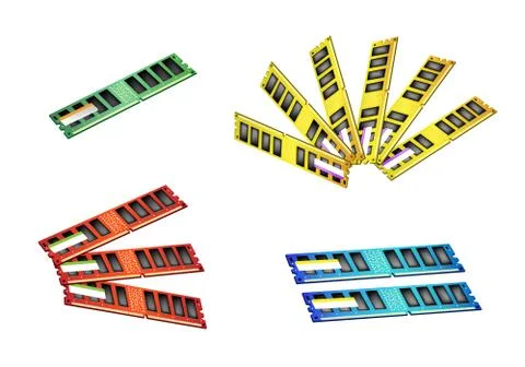 Colorful Illustration Set of Computer RAM Icon 库存插图
