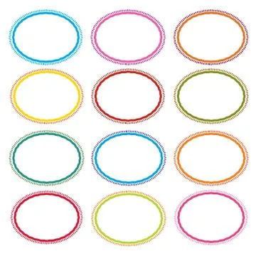 Colorful Illustration Set of Oval Frames On White Background Stock Illustration