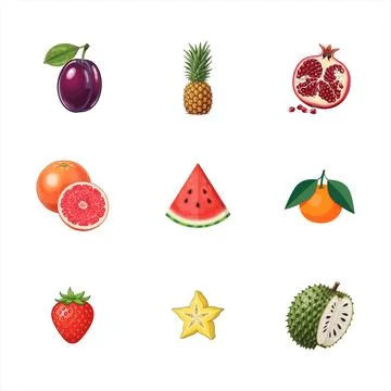 Colorful illustrations of various fruits vector Illustration