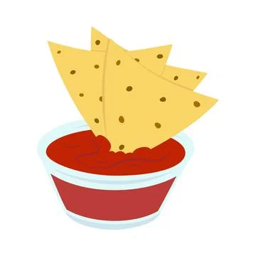 Colorful image of corn Mexican chips Nachos and tomato sauce in the transparent Stock Illustration