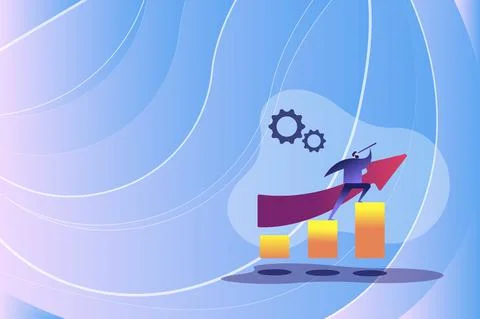 Colorful Image Displaying Progress Abstract Leading Moving Forward Improvement Illustrazione stock