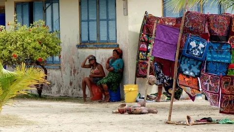 Colorful Indigenous Guna molas for sale | Stock Video | Pond5