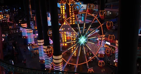Colorful indoor theme park Stock Footage