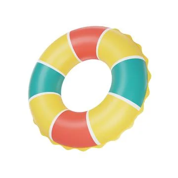 Colorful inflatable ring isolate on white background,summer beach elements,3d Stock Illustration