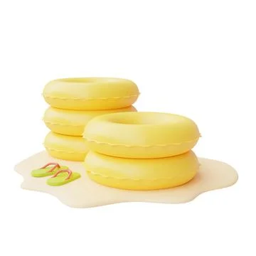 Colorful inflatable ring isolate on white background,summer beach elements,3d Stock Illustration