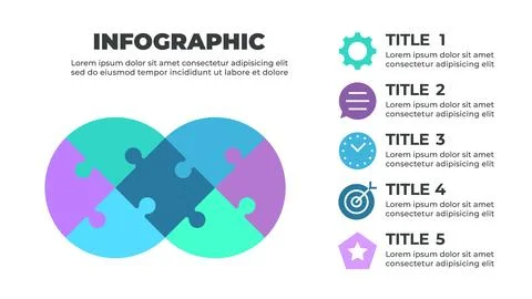 A colorful infographic illustrating a five-step process Stock-Illustration