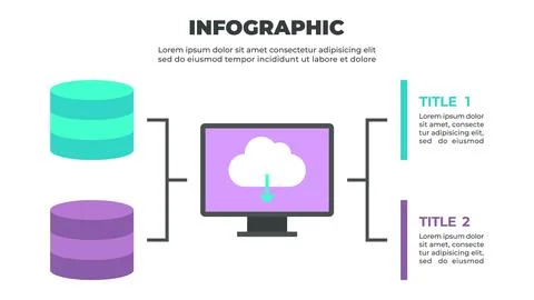 A colorful infographic illustrating the process of data transfer from local.. Stock Illustration