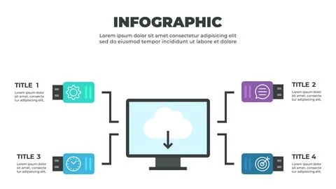 A colorful infographic illustrating the process of data transfer from local.. Stock Illustration