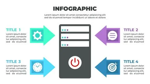 A colorful infographic illustrating the process of data management Stock Illustration