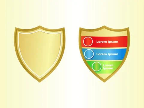 Colorful infographic shield with three sections for presentation Stock Illustration