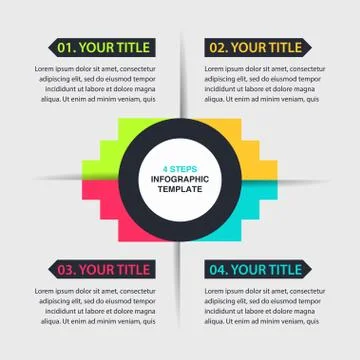Colorful Infographic template with 4 steps or options, process chart with pla Stock Illustration