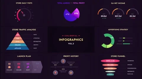 Colorful Infographics Vol 3 After Effects stock