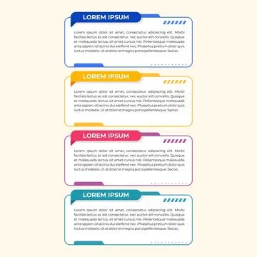 Colorful Information Labels with Rounded Text Panels and Decorative Accents.. Stock Illustration